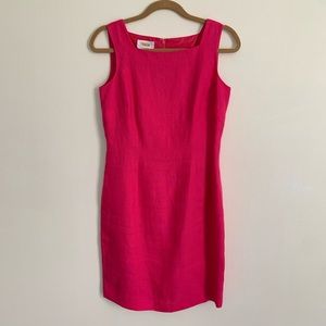 Talbots 100% Linen Hot Pink Solid Shift Dress 4